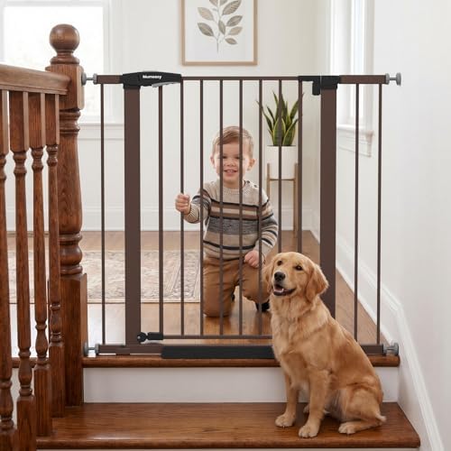 Mumeasy 36" High Extra Tall Dog Gate, 29.7"-40.5" Wide Pressure Mounted Tall Baby Gate for Dog, Auto Close Pet Gate with Door for Stairs,Doorways,House,Black