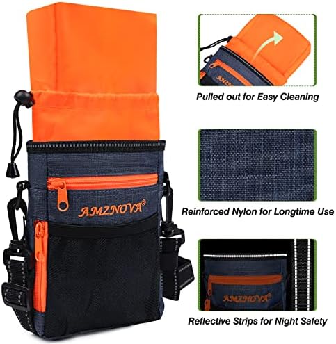 AMZNOVA Dog Treat Pouch Treatnow Dog Treat Bag, 6 Cups, Heather Navy