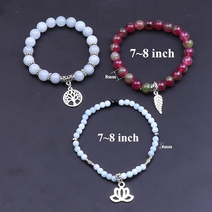 UEUC Tree of Life Yoga Healing Stone Bracelets,Multilayer Lotus Chakra Stone Reiki Bracelet Sets,Anxiety Crystal Natural Stone,for Women Stress Relief