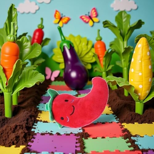 1 Pc Funny Red Fruit Dog Toys, Vegetable Dog Toys Squeaky Plush Chili Eggplant Corn Puppy Toys for Small Dogs,Chili, Nice and Practical