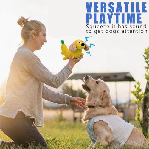 Plush Banana Dog Squeaky Toys, Stuffed Dog Chew Toys for All Breeds