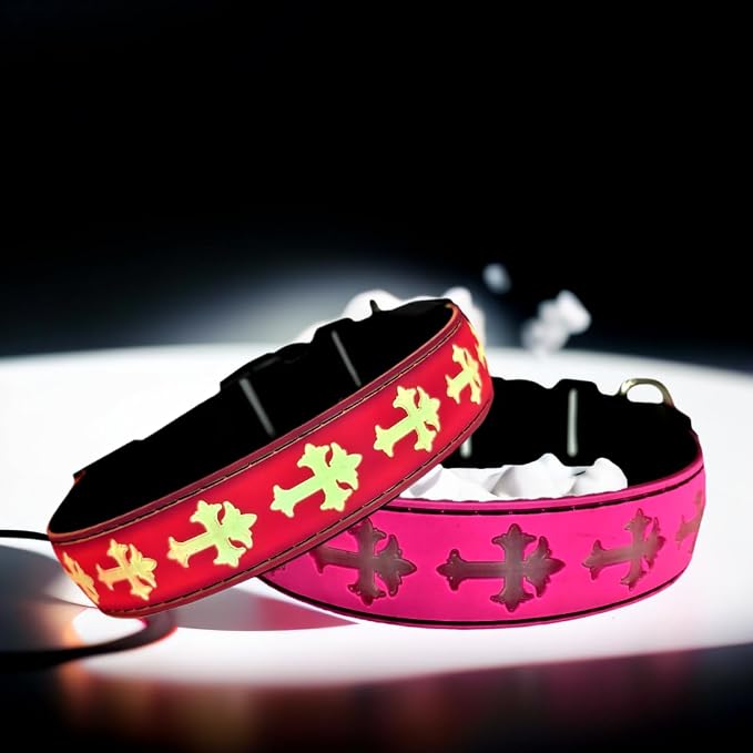 Light Up Glow Dog Collar with Chinese Style AirTag Holder