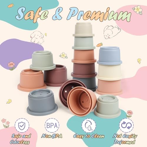 Stacking Cups for Rabbits, 8PCS Stackable Bunny Toys for Small Pets