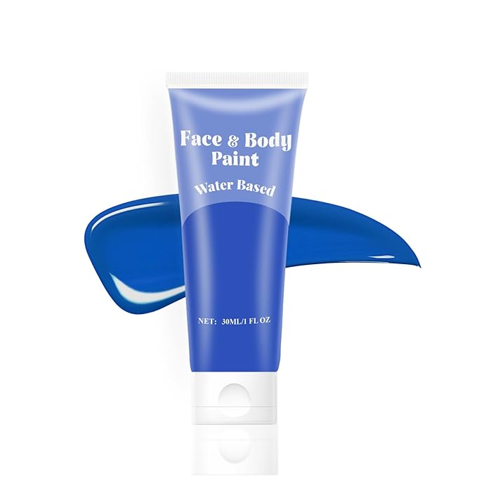 Blue Face Body Paint,Water-based Cream Painting,Blendable Face paint for Halloween Avatar Smurf Mystique Cosplay, Costume, Parties, Stage, Theater, SFX Special Effect Makeup