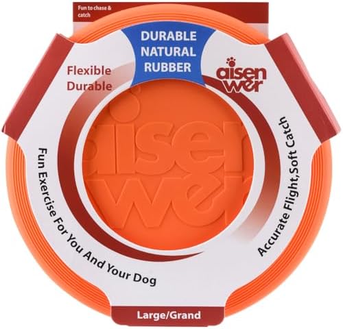 Dog Flying Disc - Durable Rubber Dog Toy for Fetch - Interactive Lightweight Flyer Dog Toys for Outdoor Playtime - Safer Disc for Healthy Activity - for Medium/Large Dogs (Orange)