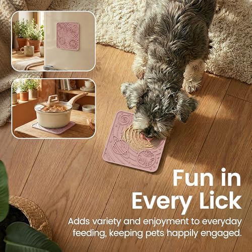 OHMO Lick Mat for Dogs&Cats, Space Pattern, Small, 2pcs, Brick Red&Coral