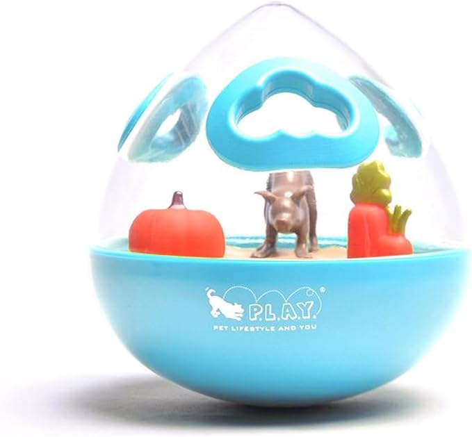Wobble Ball Interactive Food & Treat Dispensing Puzzle Toy for Puppies & Dogs - Slow Feeder, Mental Enrichment, Forage Skills, Training, Relieves Boredom - Dishwasher Safe, Easy Clean (Sea Foam Blue)