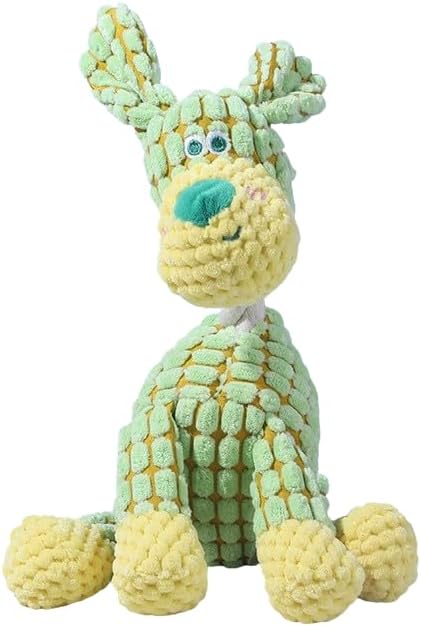 Green Dog Plush Chew Toy with Squeakers – Durable, Soft, and Fun Interactive Dog Toy for Teeth Cleaning, Training, and Relieving Anxiety – Perfect for Small, Medium, and Large Dogs
