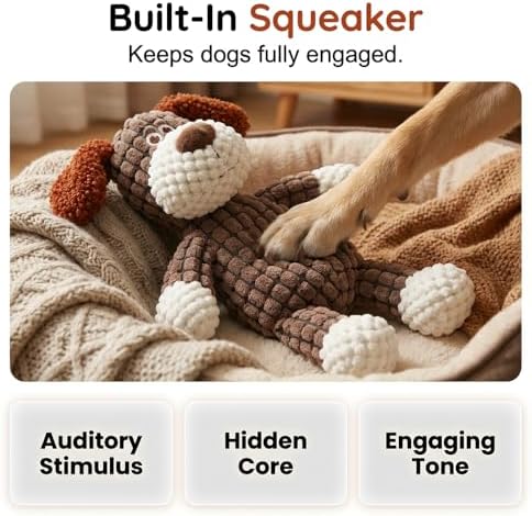 Indestructible Dog Toys for Aggressive Chewers, Squeaky Plush Chew Toy，Gray