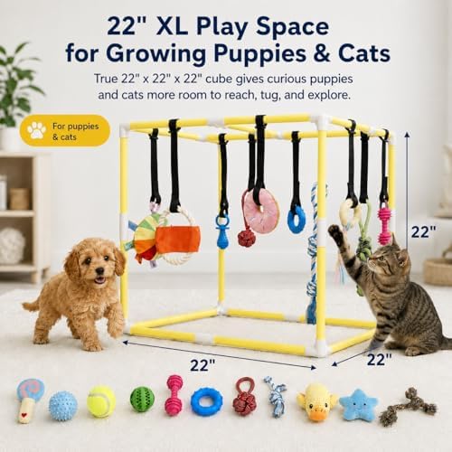 Puppy Play Gym with 17 Hanging Toys, Dog Enrichment Jungle Gym