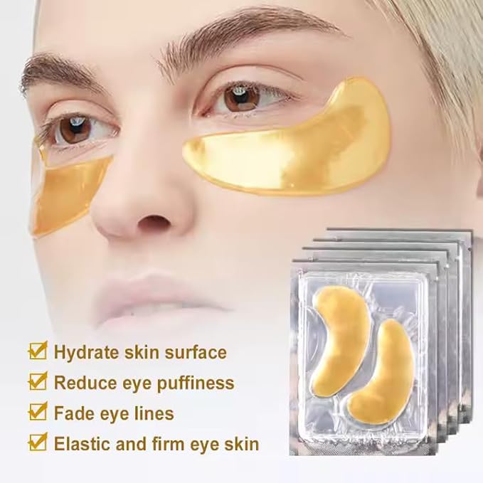 Collagen Under Eye Mask for Puffy Eyes, Dark Circles & Wrinkles – Anti-Aging Hydrogel Skincare – Korean Beauty, Vegan Self-Care Gift for Women