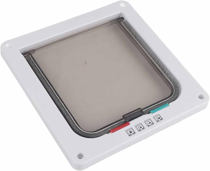 Generic Smart Cat Door 4 Way Lockable Pet Cat Small Dog Flap Door for Pet Care White Small Size S