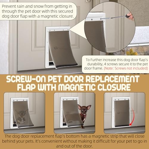 TonGass PAC11-11038 Medium Dog Door Flap Replacement | 8"x12.44" Pet Door Replacement Flap with Magnetic Closure for PetSafe Freedom Dog & Cat Door, Weather-Proof & Warp-Resistant
