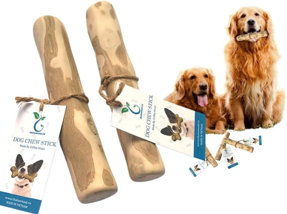 Coffee Wood Dog Chew Stick - Coffee Wood Stick for Your Pets - Non Toxic - Safe - Puppy Chew Toy for Teething - Made in Vietnam - 1 Pack/2 Pieces (Extra Large)