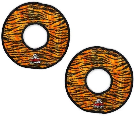 TUFFY® : 2 Pack No Stuff Mega Ring Dog Toy: Ultra Durable Plush Toy with Multiple Layers & Reinforced Seams, Washable and Floats, Original Construction