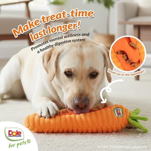 Dog Puzzle Toy with Squeaker, Carrot Snuffle Dog Treat Toy for Small and Medium Dogs, Dog Enrichment Toys