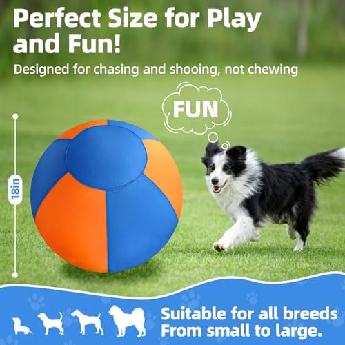 18" Herding Ball for Dogs, Durable Waterproof Dog Herding Ball Outdoor, Large Interactive Dog Play Ball for Herding Breeds to Push Chase & Roll, Pet Training Toy for Australian Shepherd Border Collie