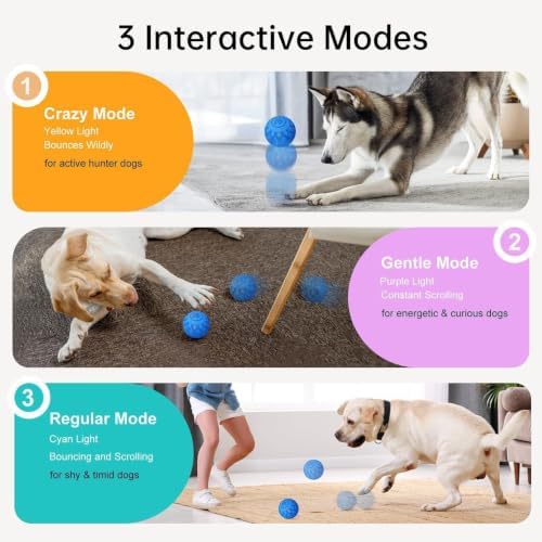 Moving Dog Toy, Interactive, Bouncing and Rotating, Silent Foam Material, IP54 Waterproof Rating, Smart Active Rolling, Stimulation Toys for Medium and to Keep Them Busy