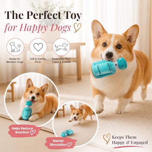 Dog Diggin Designs Sniffany & Co Pawfum Plush Dog Toy Bottle | Luxury-Inspired Parody Perfume Bottle with Built-in Squeaker, Soft Plush Fashion Dog Toy – Prêt-à-Porter Playtime Essential