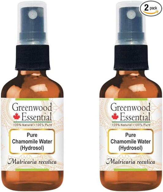 Greenwood Essential Pure Chamomile Floral Water (Hydrosol) (Matricaria recutica) (Pack of Two) 50ml X 2 (3.38 oz)
