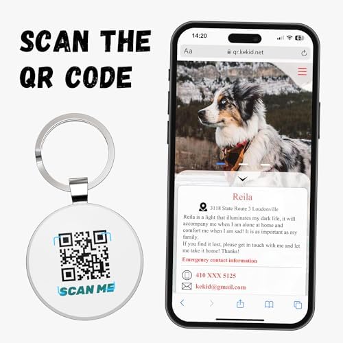 Smart Dog ID Tags, Personalized Pet ID Tags with QR Code, Free Online&Scan QR Receive Instant Location Alert Email