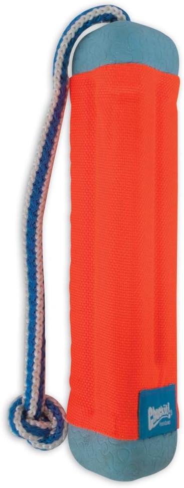 Chuckit! Amphibious Bumper Fetch Stick Toy for Dogs-Floats in Water-Interactive Dog Toys to Keep Them Busy-Tough Rubber,Nylon & Foam - Non-Slip Rope Handle - Assorted Colors, Medium (Pack of 12)