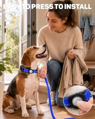 Padded Dog Collar with Waterproof Holder Compatible with Airtag