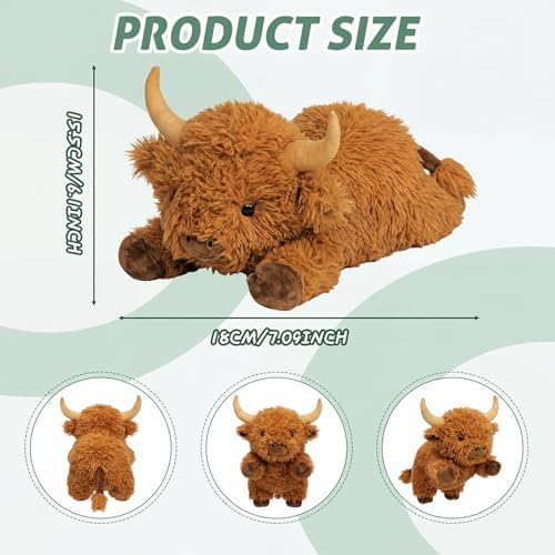 Thenshop Squeaky Dog Toys, Highland Cow Dog Toys for Small Medium Chew Stuffed Push Toy Puppy Fetch Teething Chewing Interactive to Keep Them Busy Highland Cow Birthday Gifts