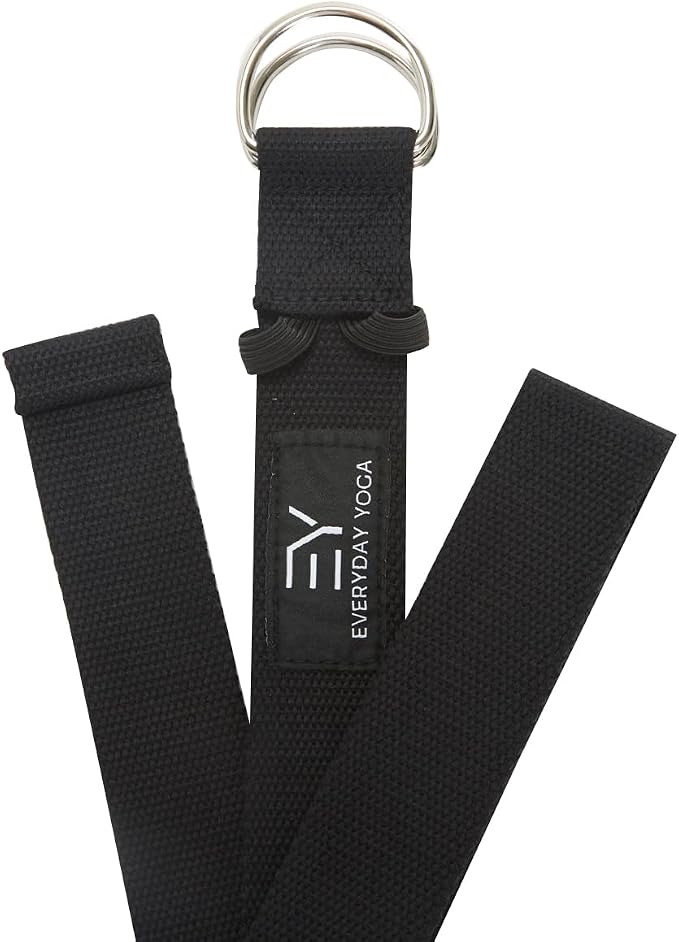 Everyday Yoga Strap with Metal D-Ring - Durable Stretching Strap for Yoga, Pilates, Flexibility & Physical Therapy (6ft, 8ft, 10ft)