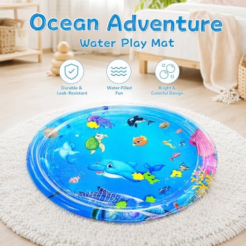 2026 Upgraded Cat Water Mat – 5-Layer Anti-Scratch Leak-Proof Sensory Play Mat for Indoor Cats, BPA-Free Cooling Water Pad, Interactive Enrichment Toy (S4, 66 * 47CM, 4 Fish + Pump Included)