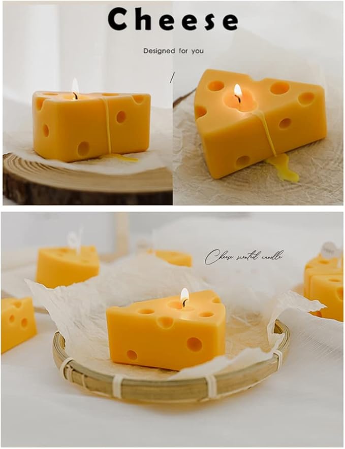 2 Pack Cheese Shaped Candles with Relaxing Fragrance, Aroma Soy Wax Decorative Candle for Stress Relief Aromatherapy Bath Yoga Dinner, Birthday Wedding Party