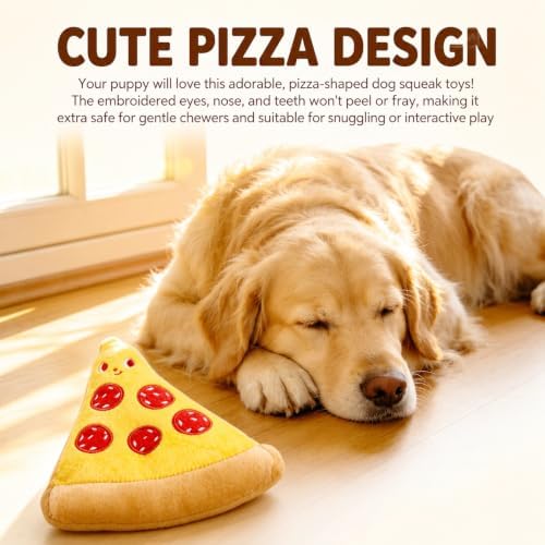 Pizza Dog Squeak Toy, 1 Pack (Yellow)