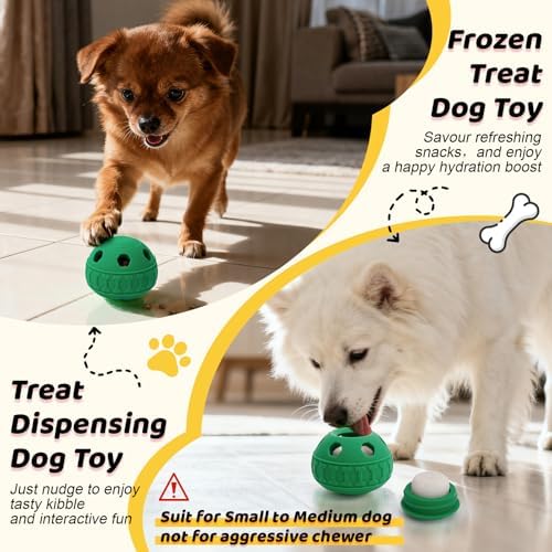 IFOYO Frozen Dog Treat Toy Ball, Silicone Enrichment Dog Toy, Green