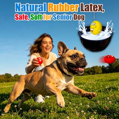 HOLYSTEED Latex Squeaky Dog Toys for Small Dogs, Mini Breed, 2.2" Flat Ball