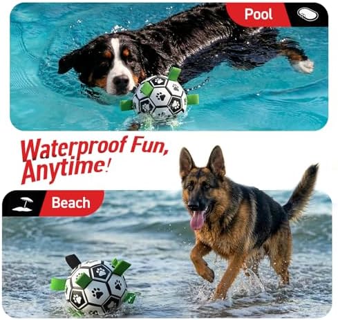 QDAN 10 Inch Gaint Dog Soccer Ball with Straps, Durable Large Dogs Balls | Outdoor Big Dog Toys, Herding Balls for Large Dogs, Puppy Toy for >100 lbs Dogs, Interactive Training Soccer, Pool Water Toy