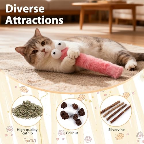 Cat Toys Pillows 3 Pack, Large 13” Cat Kicker Toys with Catnip Inside, Durable Interactive Cat Toys for Indoor Cats, Soft Kick Sticks for Exercise & Play