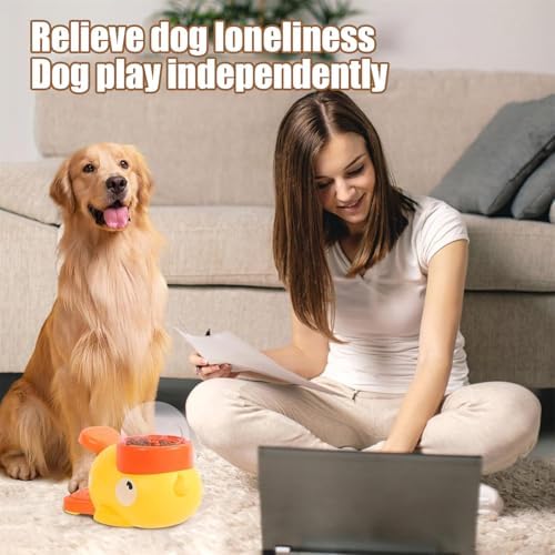 Duck Cat Treat Dispenser Toy, Interactive Yellow Duck Treat Dispenser for Cats, Dogs, Slow Feeder Bowl with Button for Fast Eaters - Durable & Safe, for Healthy Eating & Iq Training (1Pcs)