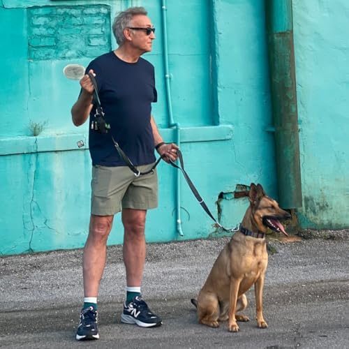 Heavy Duty Dog Leash for Large Dogs – 6FT Reflective Bungee with Padded Handles, Strong Carabiner Clip, No Pull Control for Medium & Large Breeds, Includes Poop Bag Holder & Treat Pouch (Purple-Blue)