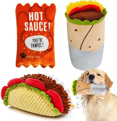 PrimePets 3PCS Plush Squeaky Dog Toys, Pet Toy for Small Medium Large Dogs