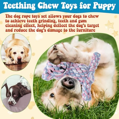 Sumind 12 Pcs Rope Dog Toys for Aggressive Chewers,Giraffe