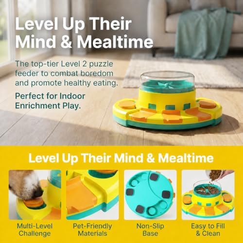 Dog Puzzle Toy Slow Feeder, Interactive Treat Dispenser for Mental Stimulation, Multi-Level Design Boredom Relief Toy for Small Medium Large Dogs