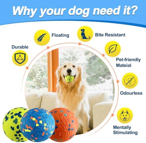 Mankoda Dog Balls, 3" Indestructible Tennis Balls for Aggressive Chewers