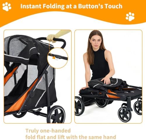 Large Dog Stroller for Big Dogs, 11in Heavy Duty Double Door Pet Cart