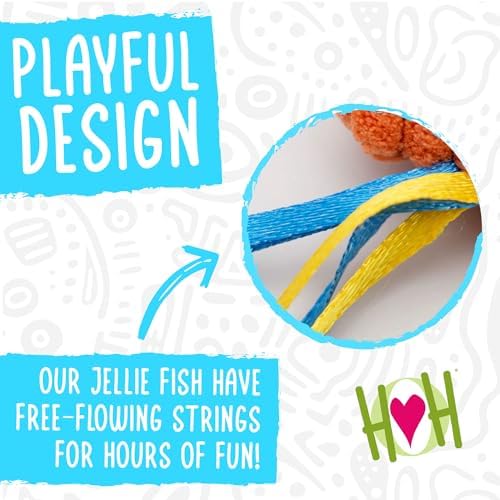 HuggleKats Cat Toys - Kitten Toys for Bored Indoor Cats, Perfect for Moving, Exercise, Biting & Chewing - Jellie Fish (3 Pack)