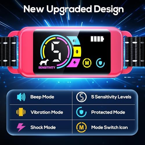 Bark Collar, 2 Pack Smart Dog Bark Collar for Large Medium Small Dogs, Anti Barking Device for Dogs Training Collar with Beep Vibration Harmless Shock, 5 Adjustable Sensitivity (Pink)