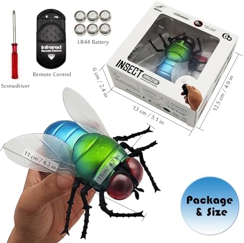 Tipmant Realistic RC Flies Remote Control Insect Animal Vehicle Car Prank Toys Pet Cat Dog Teasing Kid Birthday Gifts