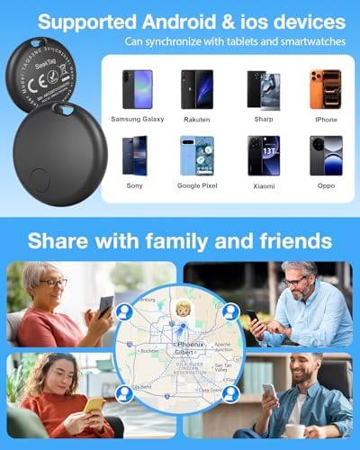 Air Tags for Android,Air Tags-4 Pack Android,Air Tracker Tags with 4 Case,2 Year Battery Life,Google & Apple Find Trackers for Google'S Find Hub App & Apple Find My,IP65 Waterproof Luggage Tracker