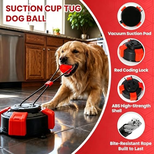 Interactive Suction Cup Tug of War Dog Pull Toys for Medium and Large Dogs, Chew & Puppy Teething Puzzle Toy Ball, Mental Enrichment Toy for Aggressive Chewers to Keeps Dogs Busy