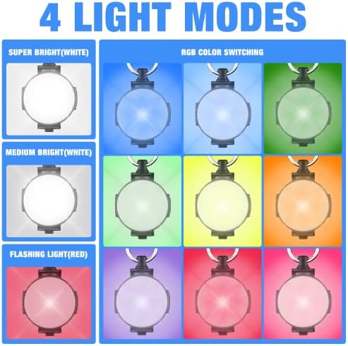 Dog Collar Light, USB-C Rechargeable Dog Lights for Night Walking, 4 Modes Dog Light Contain RGB Color Changing/Red/2 White, IP68 Waterproof Dog Walking Light with Silicone Band & Round Clip (2 Pack)