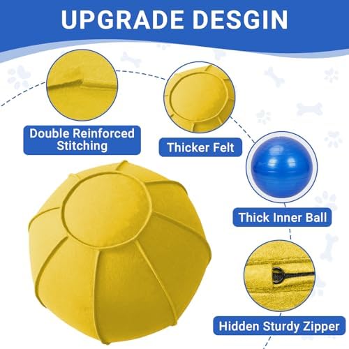 Herding Ball Toy for Dogs and Horses, 25" Thickened Durable Herding Ball Set for Australian Shepherd, Interactive Dog Train Toys for Large Breeds Outdoor, for Pet Use Only (Light Yellow,L)